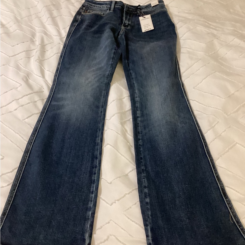 Judy Blue Mid-Rise Super Flare Dark Wash Jeans Size sixe1 same as 25